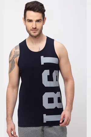 Giordano Men Navy Blue & Grey Printed Slim Fit Round Neck T-shirt
