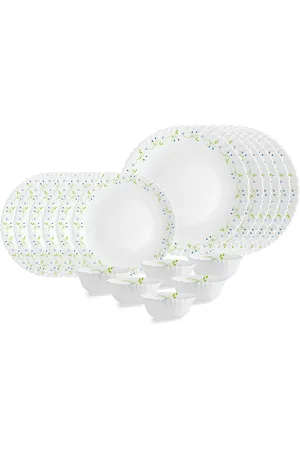 Cello Dazzle Series Set of 18 Tropical Lagoon Microwave DishwasherSafe Opalware Dinner Set