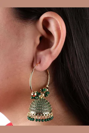Keviv Gold-Plated Beads Beaded Dome Shaped Jhumkas