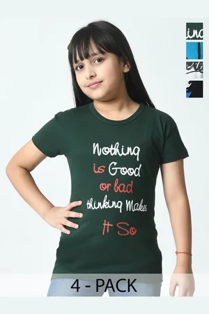 BAESD Girls Typography 4 Printed Slim Fit pure cottonT-shirt