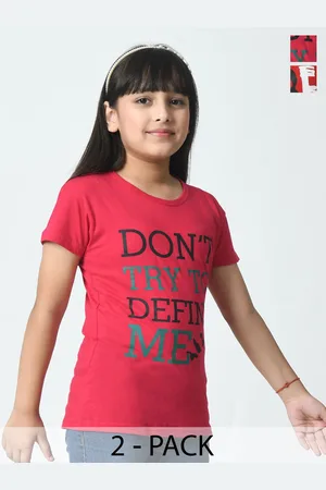 BAESD Girls 2 Printed Slim Fit cotton T-shirt