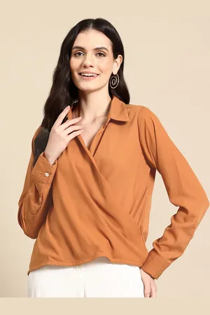 Mast & Harbour Shirt Style Wrap Top