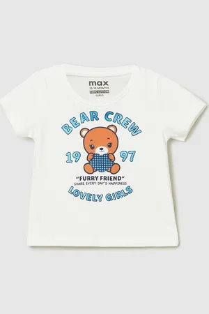 Max Collection Girls Graphic Printed Pure Cotton T-shirt