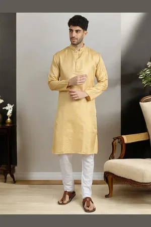 TATTVA Ethnic Motifs Woven Design Mandarin Collar Straight Kurta With Trousers