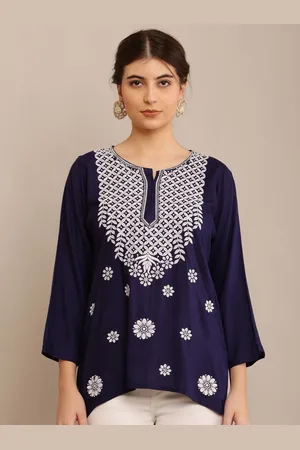 FAWOMENT Women Ethnic Printed Round Neck Top