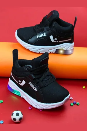 BAESD Kids Round Toe Lightweight LED Textile Sneakers