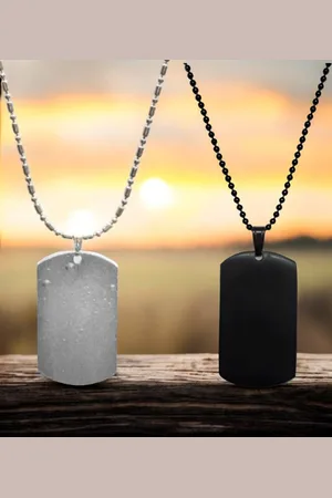 OOMPH Men Set Of 2 Geometric Pendants with Chains
