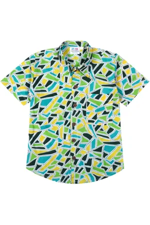 Superminis Boys Modern Spread Collar Abstract Printed Cotton Casual Shirt