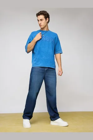 FREAKINS Men Straight Fit High-Rise Light Fade Cotton Jeans