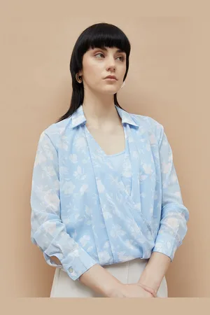 Lifestyle Women Floral Printed Shirt Collar Top