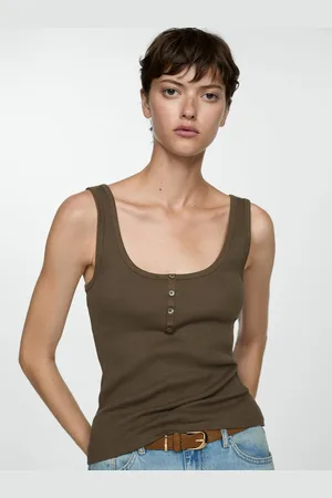 MANGO Ribbed Cotton Top