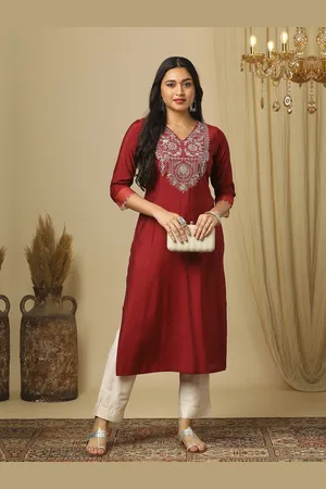 Globus Women Ethnic Motifs Yoke Design Thread Work Kurta