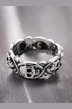 FÁBULA Men Band Vintage Gothic Skull Biker Finger Ring