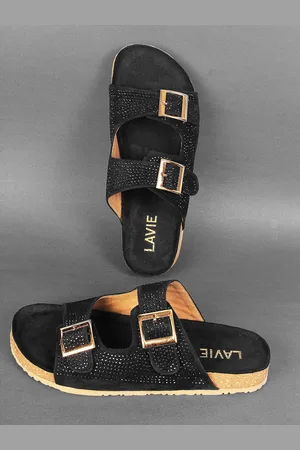 LAVIE Women Textured Open Toe Flats With Buckles