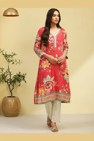 Biba Floral Printed Flared Sleeves A-Line Kurta