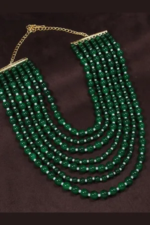 I Jewels Gold-Plated Layered Beaded Necklace