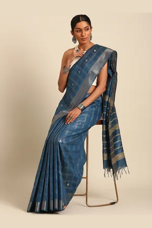 Taavi Geometric Woven Design Zari Handloom Saree
