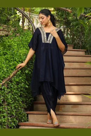 Janasya Embroidered Tunic With Trousers Co-Ords