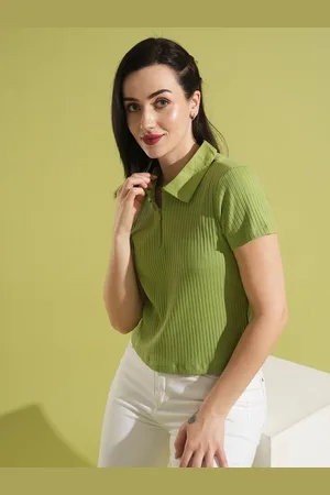 Globus Self Design Rib Cotton Shirt Style Top