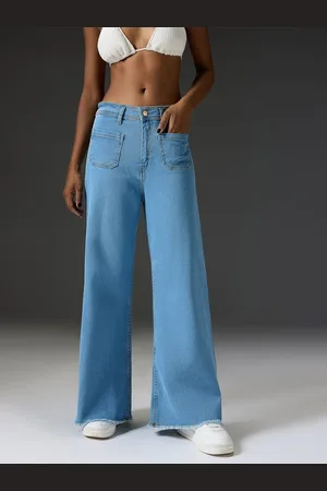 FREAKINS Women Wide Leg High-Rise Stretchable Jeans