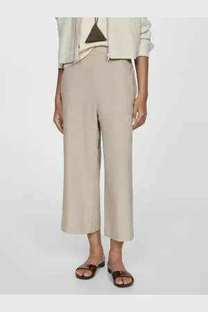 MANGO Women Wide Leg Cropped Trousers