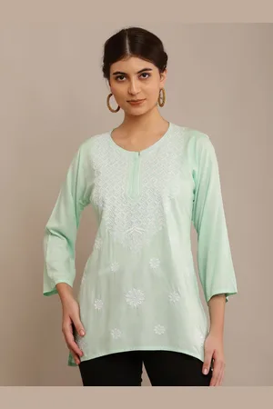 FAWOMENT Women Ethnic Printed Round Neck Top