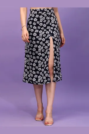 Cation Women Floral Printed Flared Midi Skirts