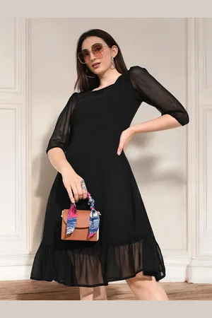 BAESD Women square neck Puff Sleeve a line Dress