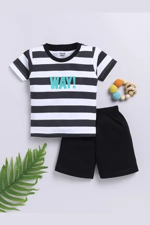 Toonyport Boys Striped Pure Cotton T-shirt with Shorts