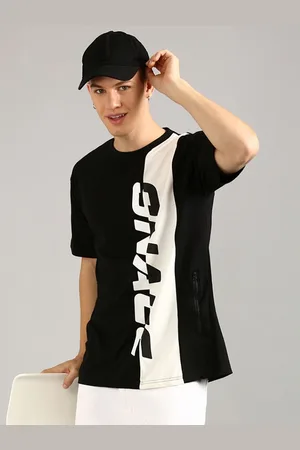 Joven Men Typography Printed Extended Sleeves Raw Edge T-shirt