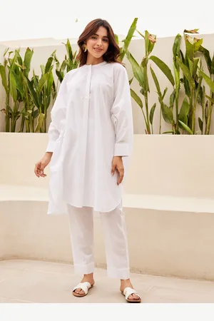 Ambraee A-Line Pure Cotton Tunic with Trousers