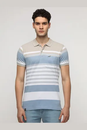 Crocodile Men Striped Polo Collar Cotton Slim Fit T-Shirt