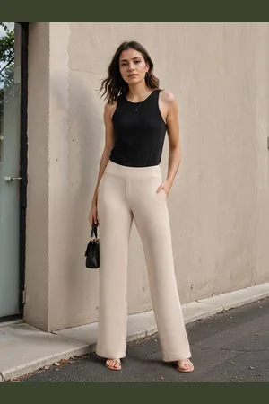 BlissClub Women Flared High-Rise Trousers