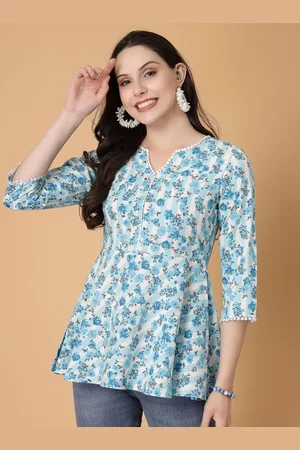 God Bless Women Floral Printed Three-Quarter Sleeves Top