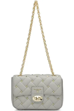 Da Milano Textured Leather Structured Shoulder Bag with Quilted