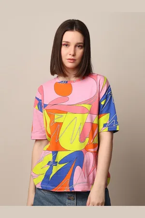 ONLY Women Graphic Printed Round Neck Cotton Oversized T-shirt
