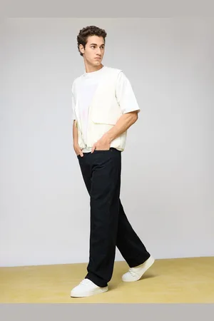 FREAKINS Men Wide Leg High-Rise Jeans