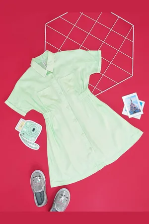 Pantaloons Girls Self Design Fit and Flare Dress