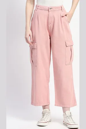 MADAME Women Cotton Mid-Rise Cargo Trousers