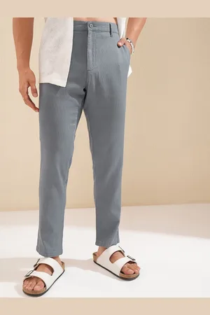 Highlander Men Textured Straight Fit Chinos Trousers