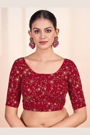 Inddus Women Floral Embroidered Saree Blouse