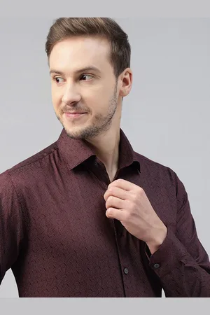 HANCOCK Men Spread Collar Abstract Printed Cotton Slim Fit Party Shirt