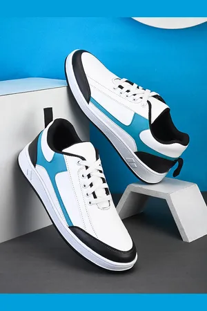 Mast & Harbour Men White & Blue Colourblocked Antibacterial Sneakers