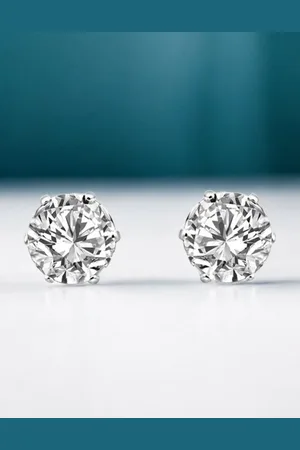FÁBULA Metal Contemporary Solitaire Cubic Zirconia Studded Earrings