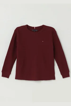 Tommy Hilfiger Boys Round Neck Long Sleeves Solid Casual T-shirt