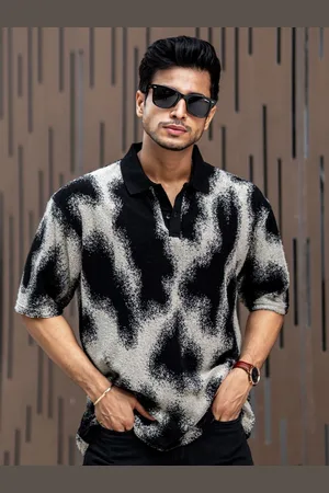 Maniac Men Dyed Polo Collar Cotton Oversized T-Shirt
