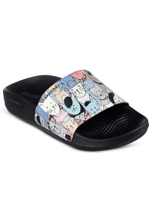 Skechers Women Printed Open Toe Slip On Sliders