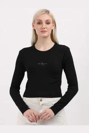 Calvin Klein Women Brand Logo Printed Round Neck Cotton T-Shirt