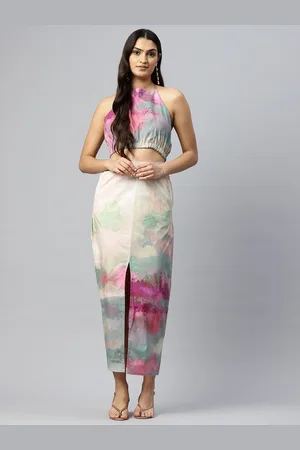 BUTA BUTI Abstract Printed Pure Cotton Top With Skirt