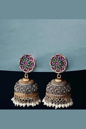 Fabindia Stones Studded Dome Shaped Jhumkas
